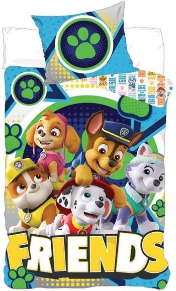 Billede af Paw Patrol Junior sengetøj 100x140 cm - Sengesæt med Paw Patrol FRIENDS - 2 i 1 - 100% bomuld hos Shopdyner.dk